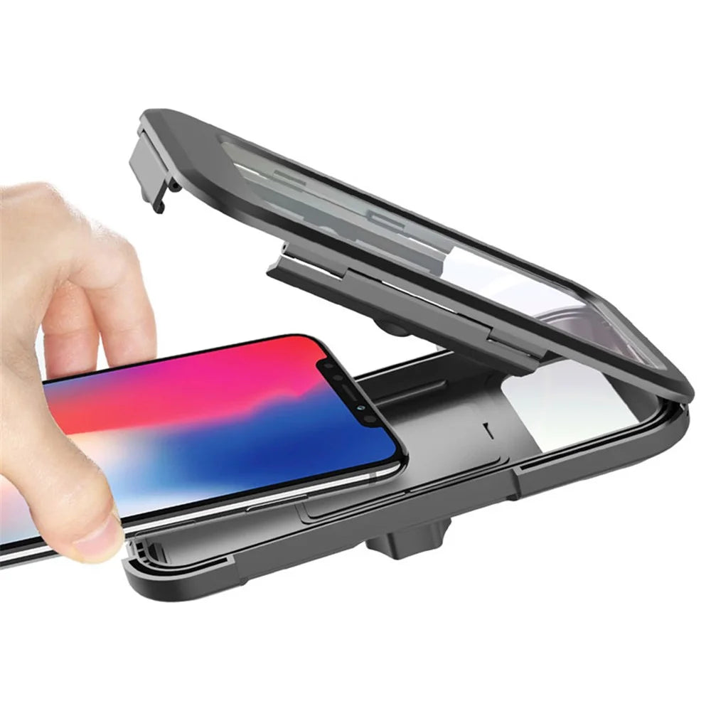 HL-69 Bike Motorcycle Handlebar Rearview Mirror Mount Waterproof Phone Case Cycling Cellphone Touch Screen Holder Bracket - 7