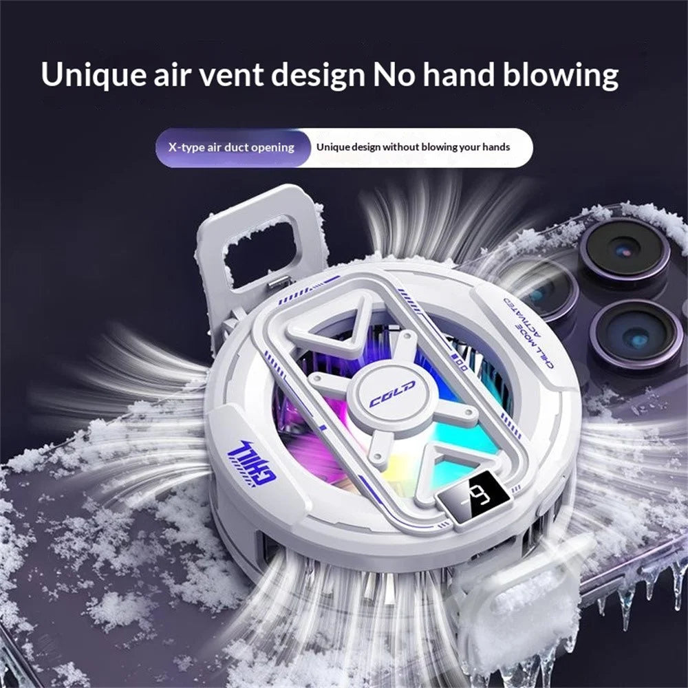 K51 Magnetic Phone Cooler Semiconductor Cooling Pad 3-Gear RGB LED Digital Display Game Radiator for iPhone Android - Black - 4