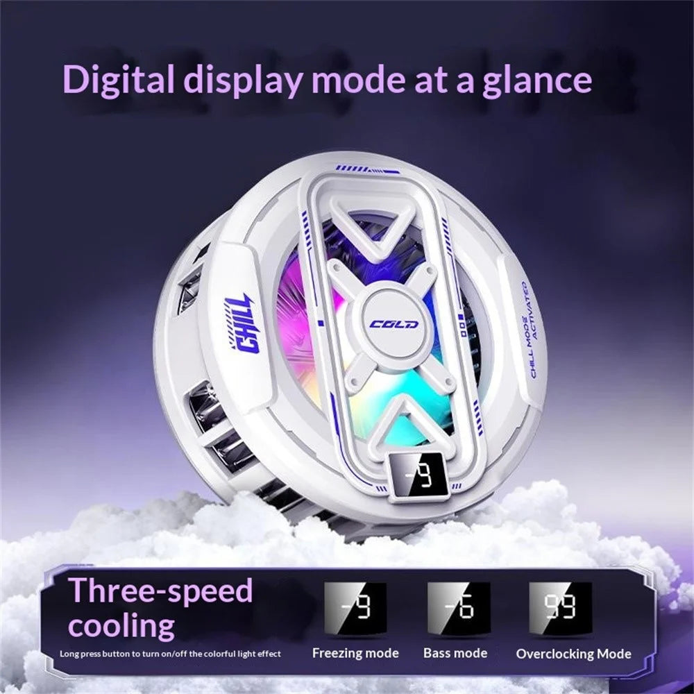 K51 Magnetic Phone Cooler Semiconductor Cooling Pad 3-Gear RGB LED Digital Display Game Radiator for iPhone Android - Black - 5