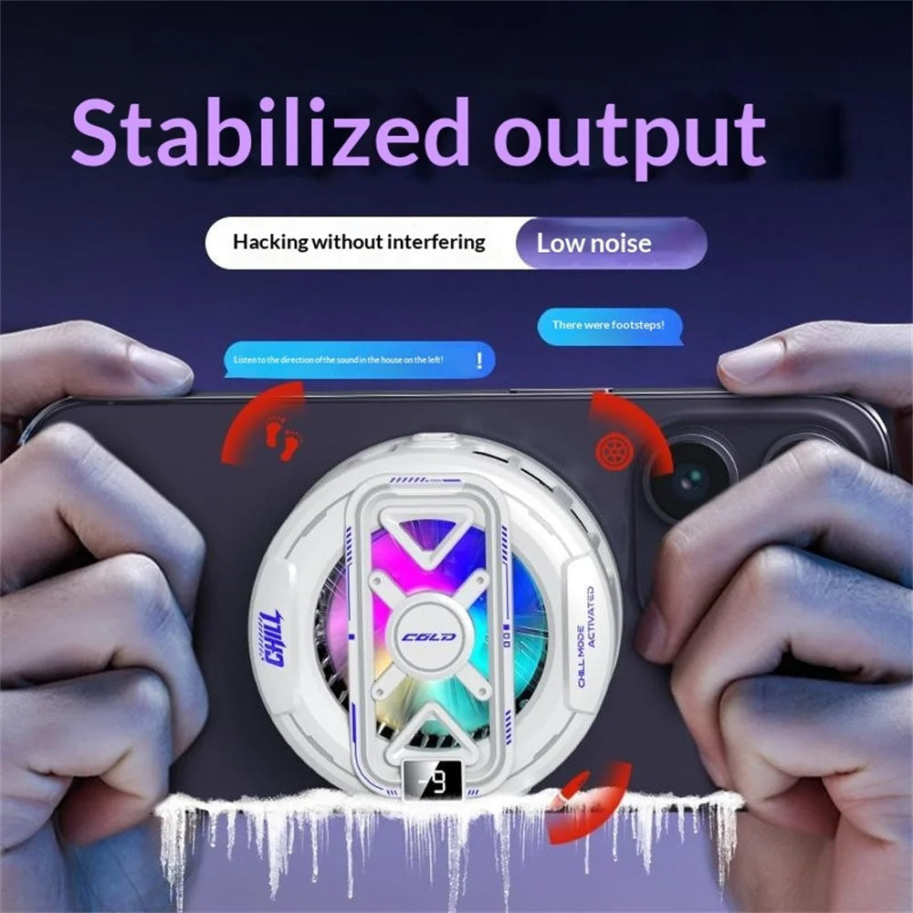 K51 Magnetic Phone Cooler Semiconductor Cooling Pad 3-Gear RGB LED Digital Display Game Radiator for iPhone Android - Black - 6