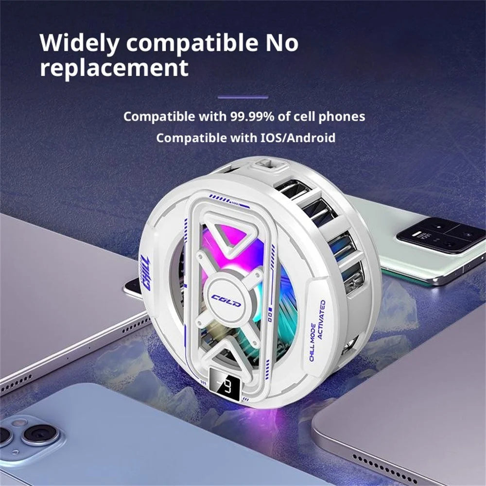 K51 Magnetic Phone Cooler Semiconductor Cooling Pad 3-Gear RGB LED Digital Display Game Radiator for iPhone Android - Black - 7