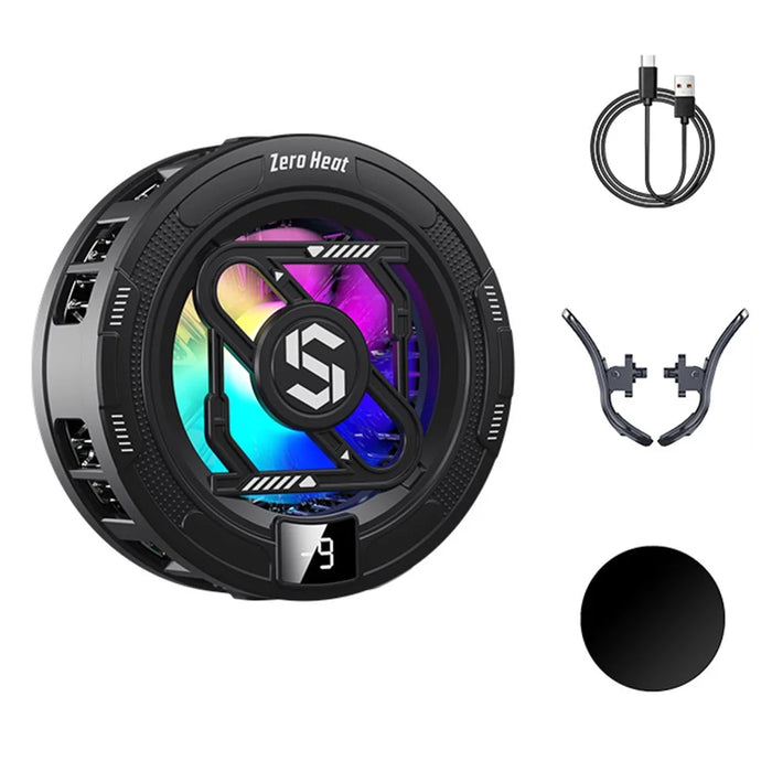 K52 Magnetic Phone Cooler Back Clip TEC Semiconductor Cooling Digital Display RGB Gaming Radiator - Black - 1