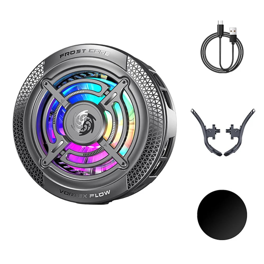 K56 Magnetic Phone Cooler TEC Semiconductor Cooling RGB Light Cooling Fan for iPhone Android Gaming - Black - 1