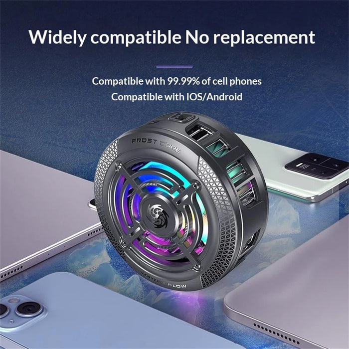 K56 Magnetic Phone Cooler TEC Semiconductor Cooling RGB Light Cooling Fan for iPhone Android Gaming - Black - 6