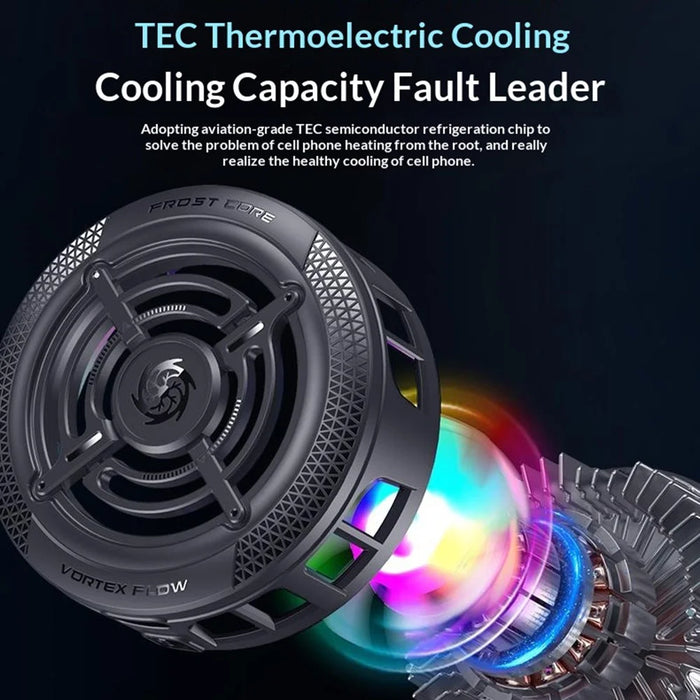 K56 Magnetic Phone Cooler TEC Semiconductor Cooling RGB Light Cooling Fan for iPhone Android Gaming - Black - 7