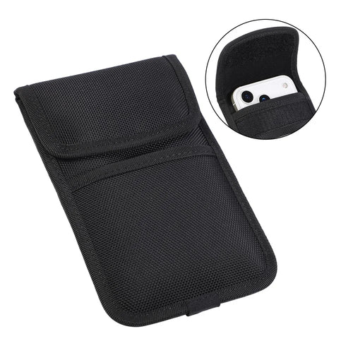 Nylon Waist Bag for 5.5-6.1 inch Phones Outdoor Belt Holster Card Holder with Carabiner - Black - 1