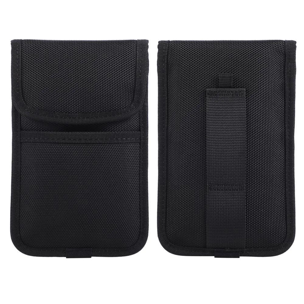 Nylon Waist Bag for 5.5-6.1 inch Phones Outdoor Belt Holster Card Holder with Carabiner - Black - 2