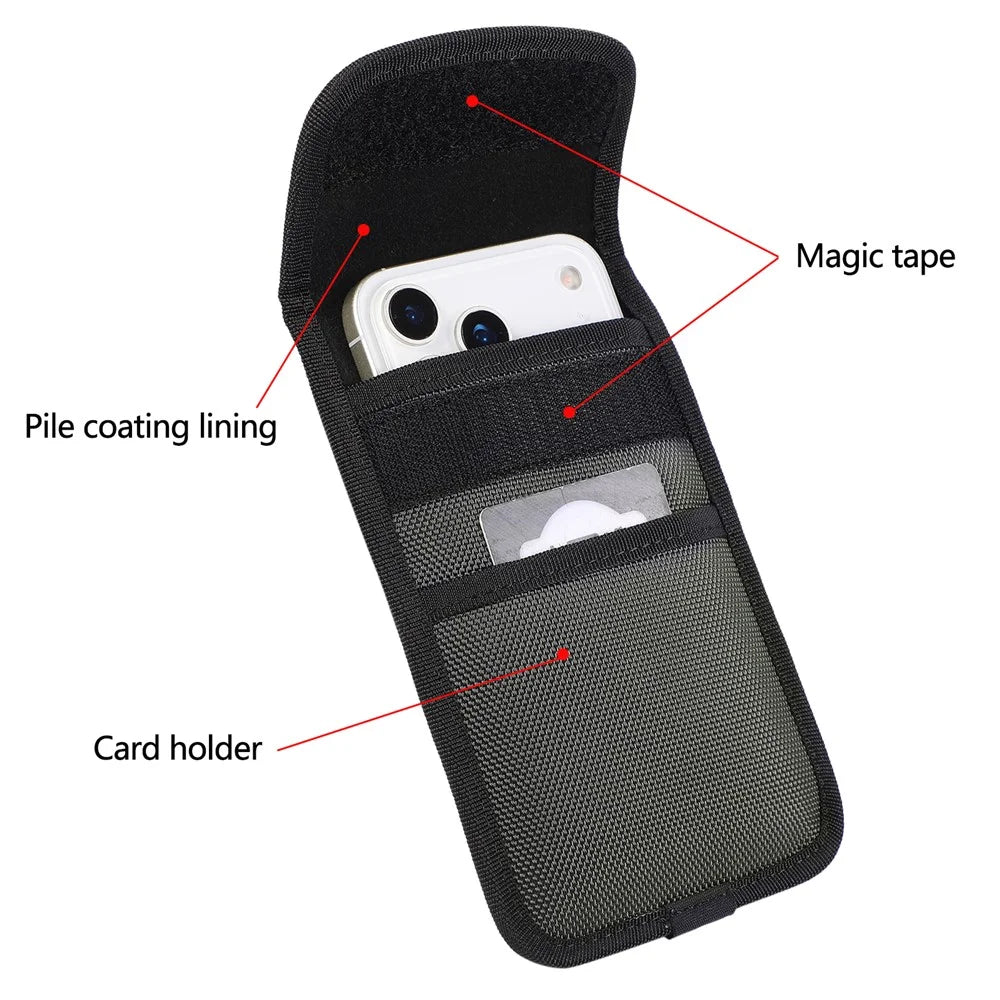 Nylon Waist Bag for 6.7-7.0 inch Phones Outdoor Belt Holster Card Holder with Carabiner - Green - 4