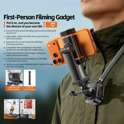 WEKOME WA-S69 First Person POV Shooting Rotating Neck Holder Hands-Free Wearable Phone Action Camera Neck Mount - Black  /  Grey - 2