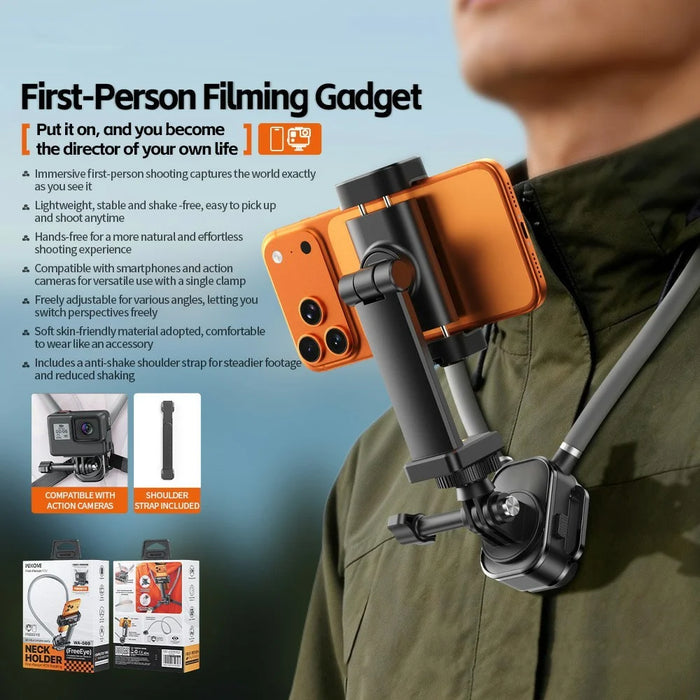 WEKOME WA-S69 First Person POV Shooting Rotating Neck Holder Hands-Free Wearable Phone Action Camera Neck Mount - Black  /  Grey - 2