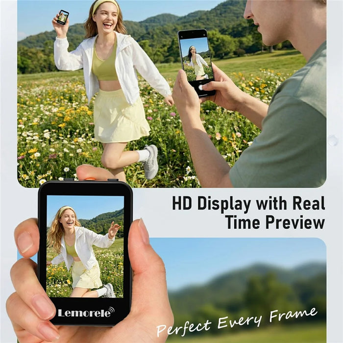 LEMORELE R600 Mini Vlog Selfie Monitor Screen HD Real-time Preview Bluetooth-Compatible Remote Back Camera Monitor - Black - 4