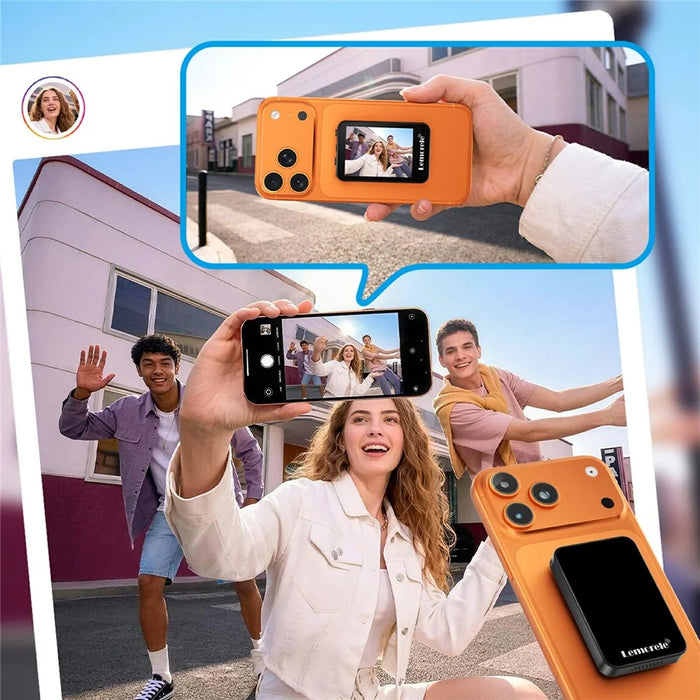 LEMORELE R600 Mini Vlog Selfie Monitor Screen HD Real-time Preview Bluetooth-Compatible Remote Back Camera Monitor - Black - 7