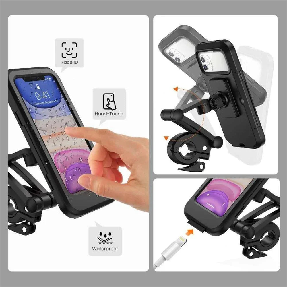 HL-69 Bike Handlebar Cell Phone Holder Mount Waterproof Phone Case Cycling Motorcycle Touch Screen Holder Bracket - 7