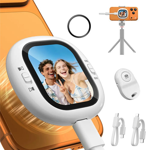 LEMORELE R1021 2.1 Inch AMOLED Vlog Selfie Monitor Screen Bluetooth-compatible Remote Camera Mirroring Screen - White - 1