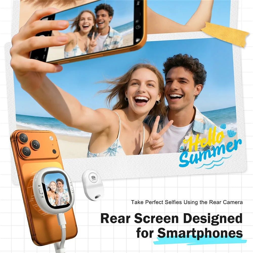 LEMORELE R1021 2.1 Inch AMOLED Vlog Selfie Monitor Screen Bluetooth-compatible Remote Camera Mirroring Screen - White - 2