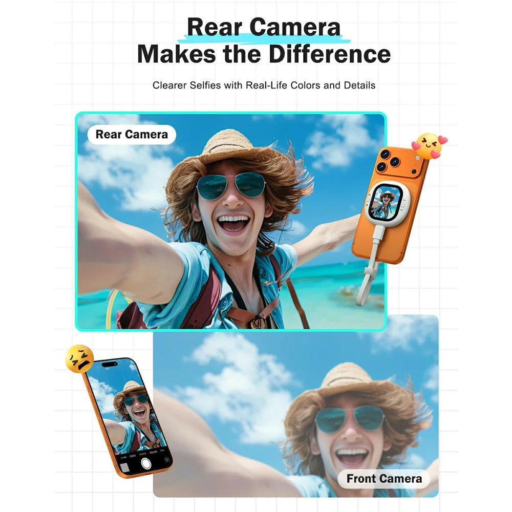 LEMORELE R1021 2.1 Inch AMOLED Vlog Selfie Monitor Screen Bluetooth-compatible Remote Camera Mirroring Screen - White - 3
