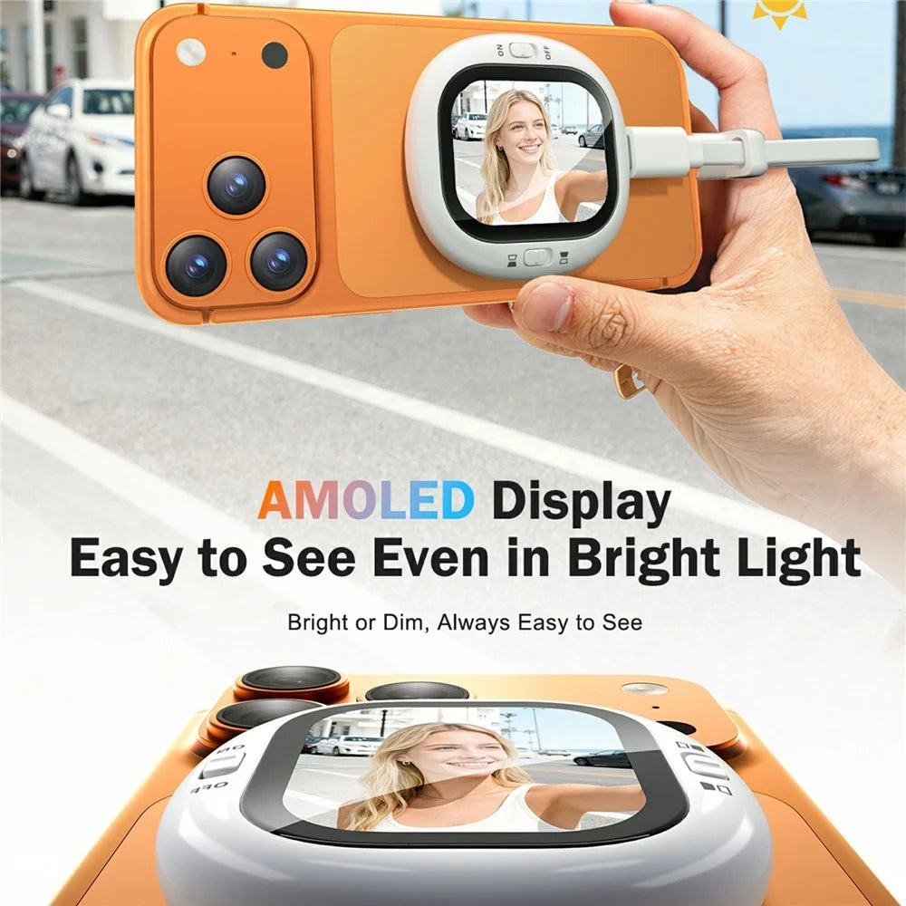 LEMORELE R1021 2.1 Inch AMOLED Vlog Selfie Monitor Screen Bluetooth-compatible Remote Camera Mirroring Screen - White - 4