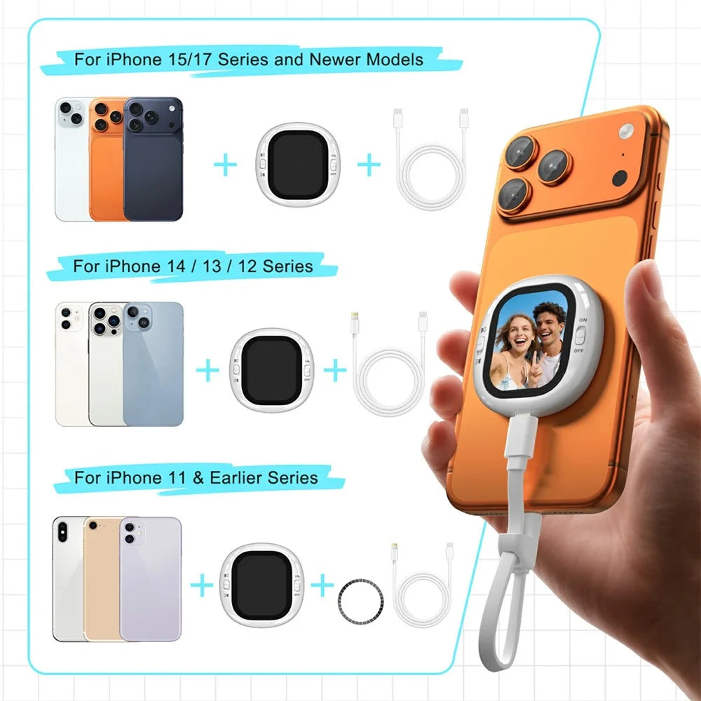 LEMORELE R1021 2.1 Inch AMOLED Vlog Selfie Monitor Screen Bluetooth-compatible Remote Camera Mirroring Screen - White - 6
