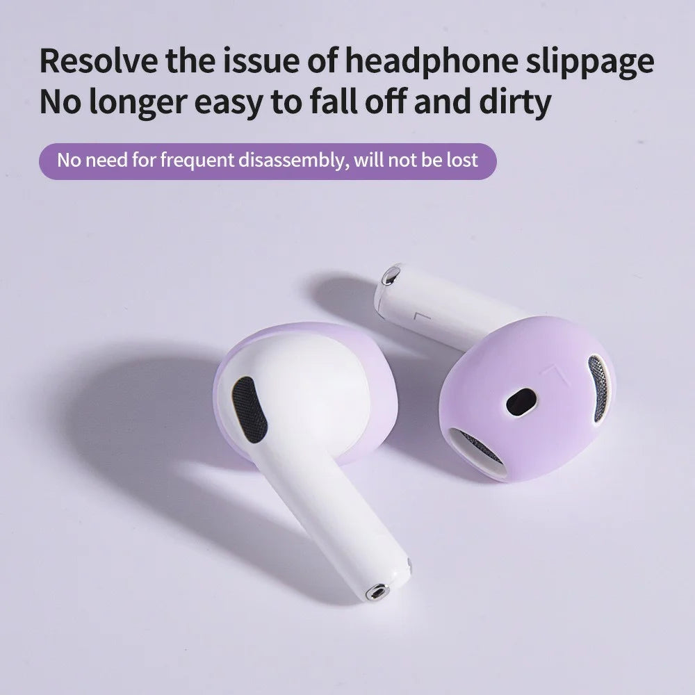 2Pcs Silicone Ear Tips for AirPods 4 Anti-slip Ultra Thin Earbuds Replacement Protective Cover - Lavender Purple - 2