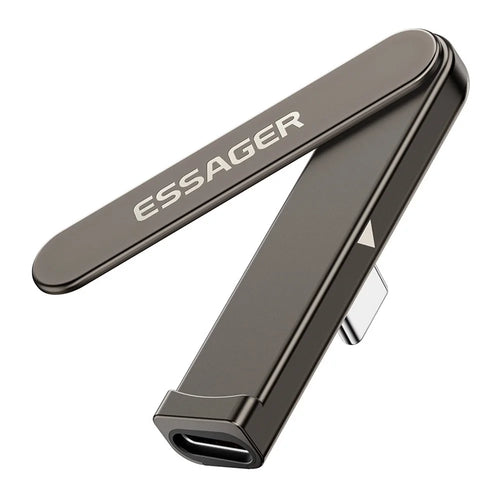 ESSAGER ES-OTG39 2-in-1 OTG Adapter with Stand Type-C Female to Type-C Male 240W Fast Charging Converter for Phone - Tarnish - 1