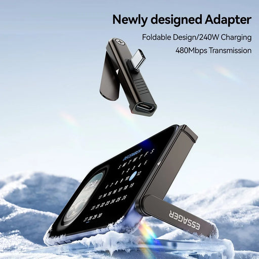 ESSAGER ES-OTG39 2-in-1 OTG Adapter with Stand Type-C Female to Type-C Male 240W Fast Charging Converter for Phone - Tarnish - 2