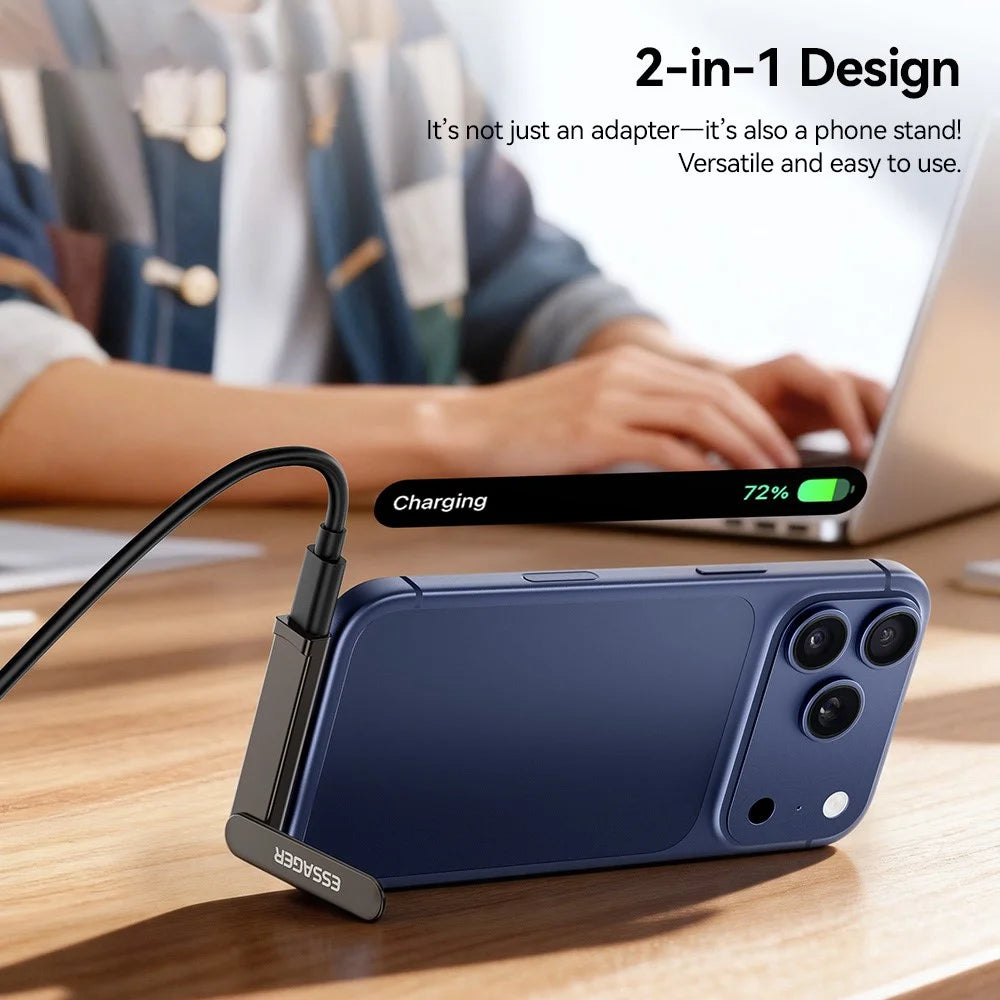 ESSAGER ES-OTG39 2-in-1 OTG Adapter with Stand Type-C Female to Type-C Male 240W Fast Charging Converter for Phone - Tarnish - 3