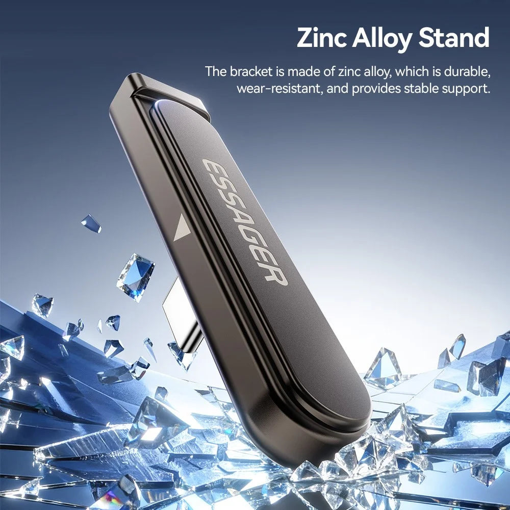 ESSAGER ES-OTG39 2-in-1 OTG Adapter with Stand Type-C Female to Type-C Male 240W Fast Charging Converter for Phone - Tarnish - 6