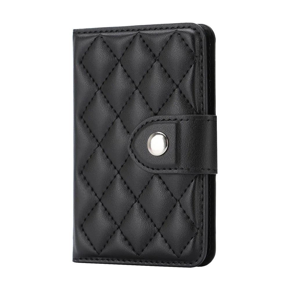 Magnetic Card Holder Wallet for iPhone 17 / 16 / 15 / 14 / 13 / 12 Series PU Leather Foldable Phone Kickstand - Black - 2