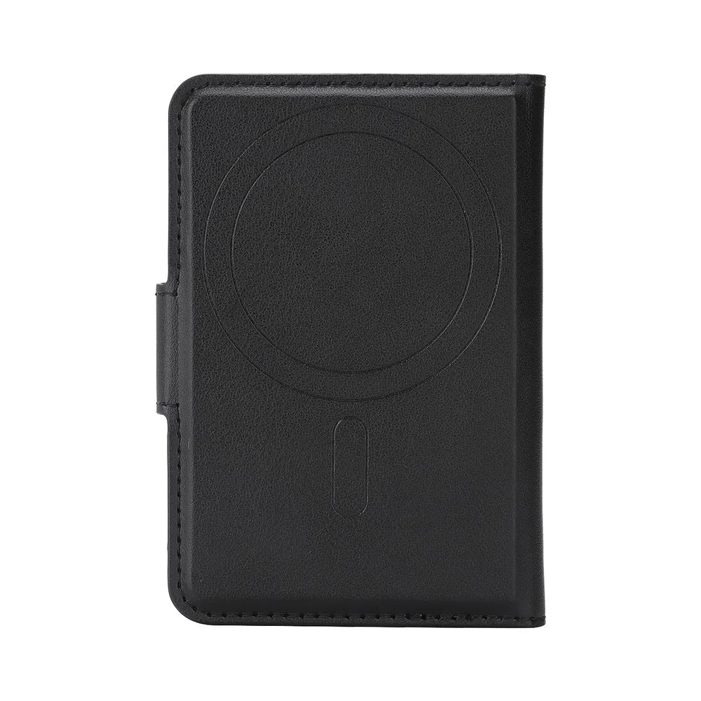 Magnetic Card Holder Wallet for iPhone 17 / 16 / 15 / 14 / 13 / 12 Series PU Leather Foldable Phone Kickstand - Black - 3