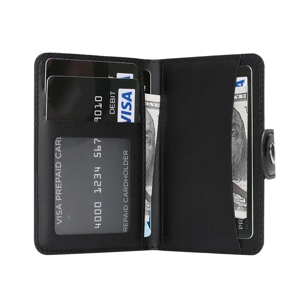 Magnetic Card Holder Wallet for iPhone 17 / 16 / 15 / 14 / 13 / 12 Series PU Leather Foldable Phone Kickstand - Black - 4