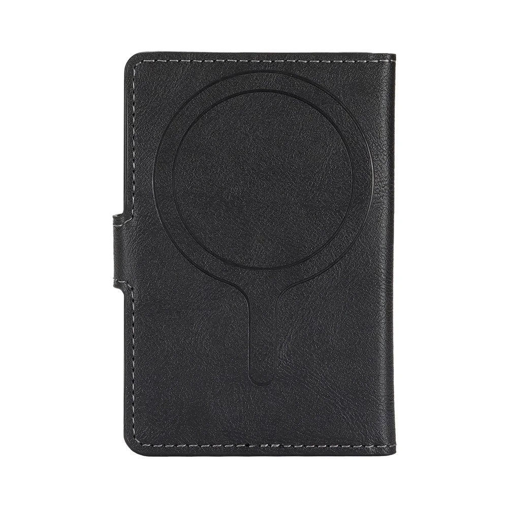 Magnetic Phone Wallet PU Leather Card Holder with Stand Function - Black - 3