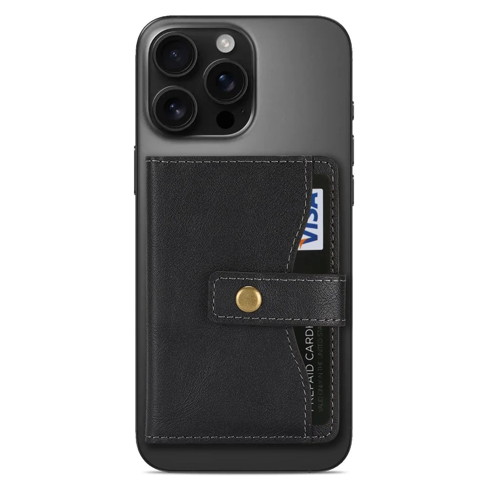 Magnetic Phone Wallet PU Leather Card Holder with Stand Function - Black - 4