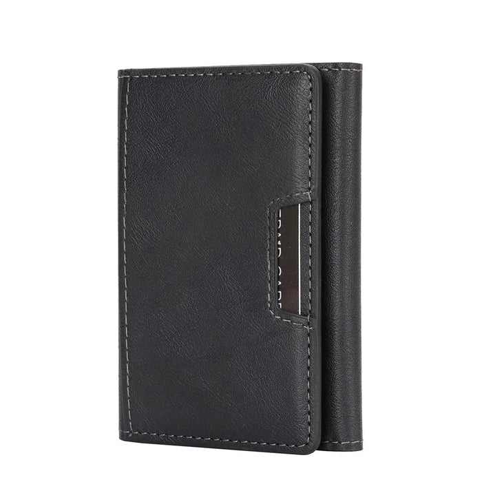 Magnetic Card Holder Tri-Fold PU Leather Wallet Stand Compatible with MagSafe - Black - 6