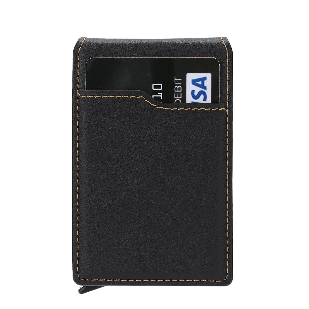Magnetic Phone Wallet Card Organizer for iPhone 12-17 Series PU Leather Card Holder with Stand - Black - 2