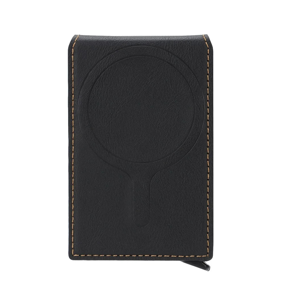 Magnetic Phone Wallet Card Organizer for iPhone 12-17 Series PU Leather Card Holder with Stand - Black - 3