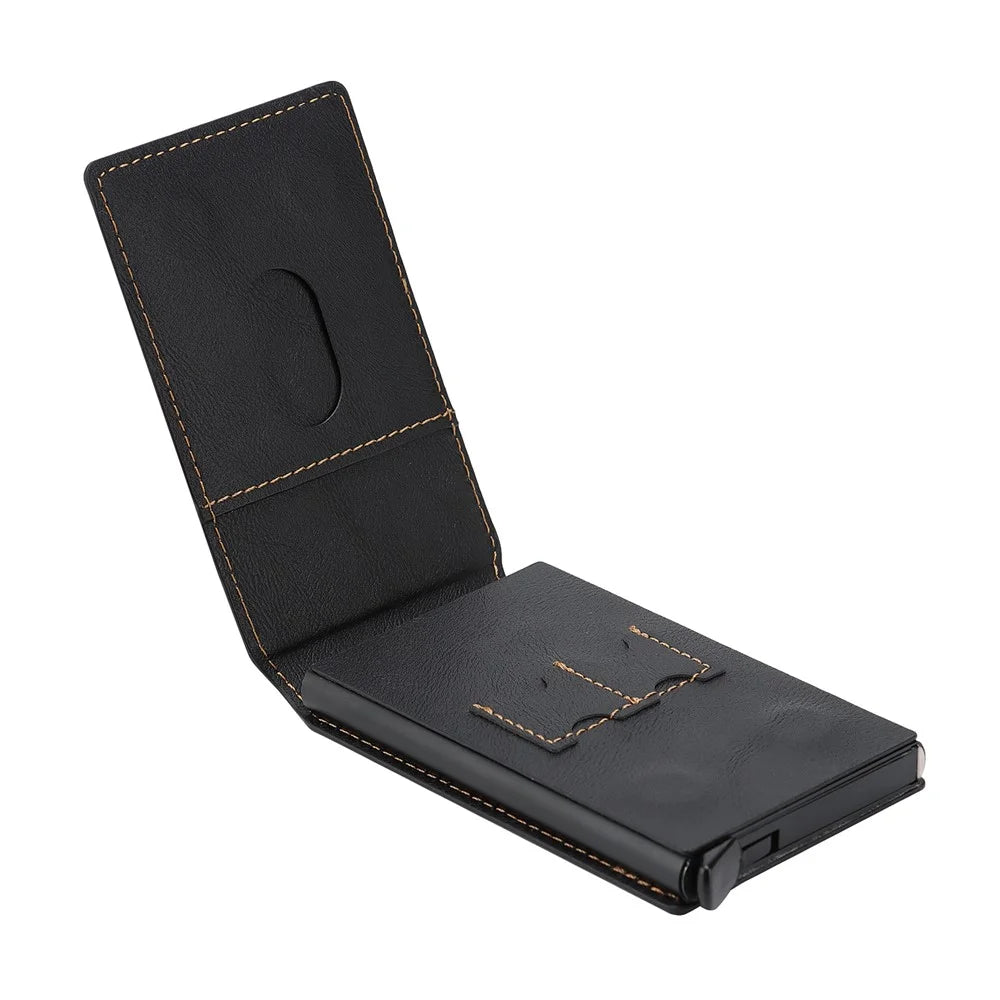 Magnetic Phone Wallet Card Organizer for iPhone 12-17 Series PU Leather Card Holder with Stand - Black - 5