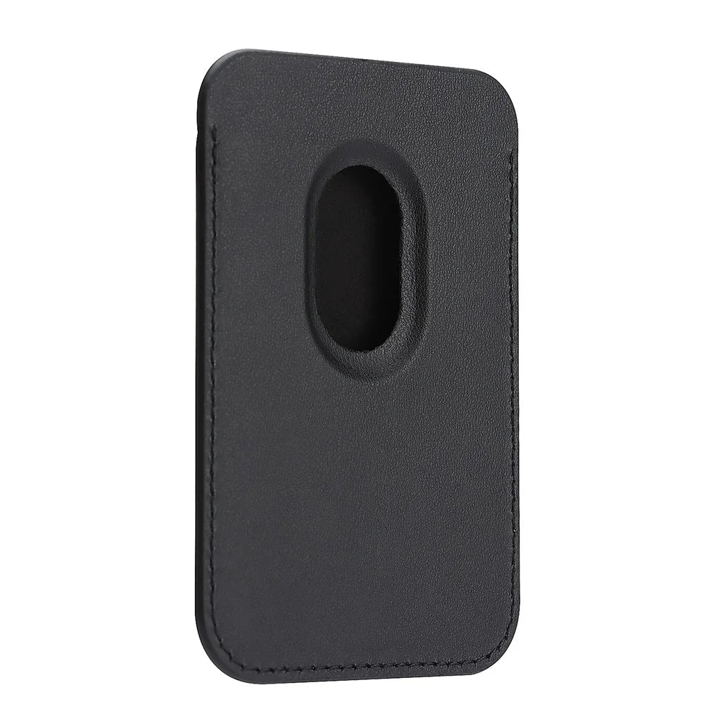 Slim Magnetic Card Holder for iPhone 17 / 16 / 15 / 14 / 13 / 12 Series PU Leather Phone Wallet - Black - 3