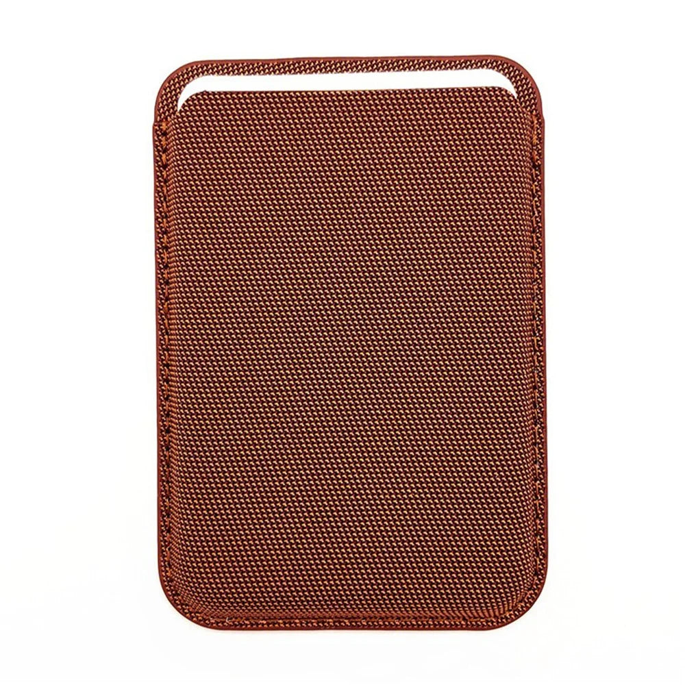 Magnetic Card Holder for iPhone 17 Series and Later Ultra Slim Tech Fabric Cell Phone Card Case - Brown - 1
