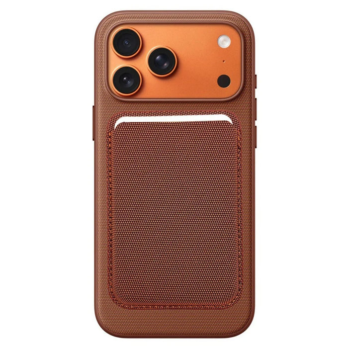 Magnetic Card Holder for iPhone 17 Series and Later Ultra Slim Tech Fabric Cell Phone Card Case - Brown - 2