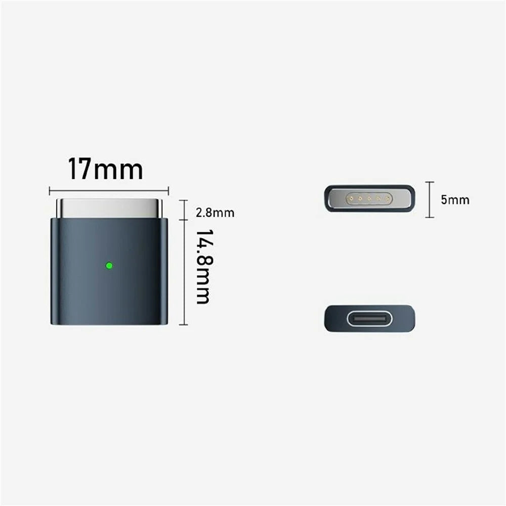 AP2-100T Type-C Female to Compatible with MagSafe 2 Male Magnetic Charging Adapter 100W PD Fast Charging Converter for MacBook Pro  /  Air (2012-2015) - Black - 6