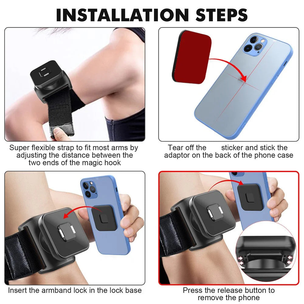 HL-148C Magnetic Adsorption 360 Degree Rotatable Phone Holder Mount with Wrist Band for Outdoor Sports - 4