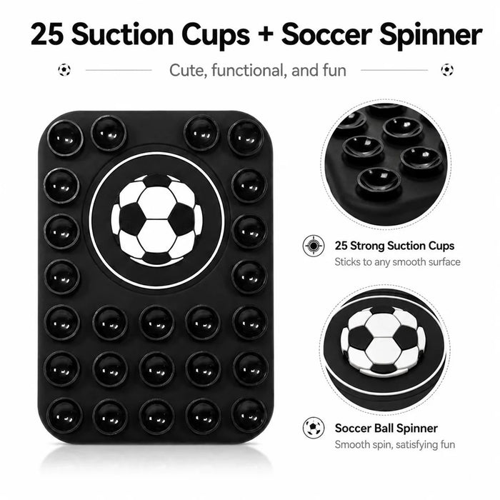 Football Pattern Magnetic Suction Cup Phone Mount Compatible with MagSafe Case Silicone Sticky Grip Holder - Black - 5