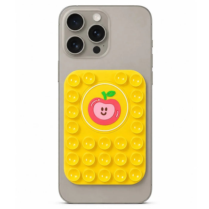 Apple Pattern Magnetic Suction Cup Phone Mount Compatible with MagSafe Case Silicone Sticky Grip Holder - Yellow - 1