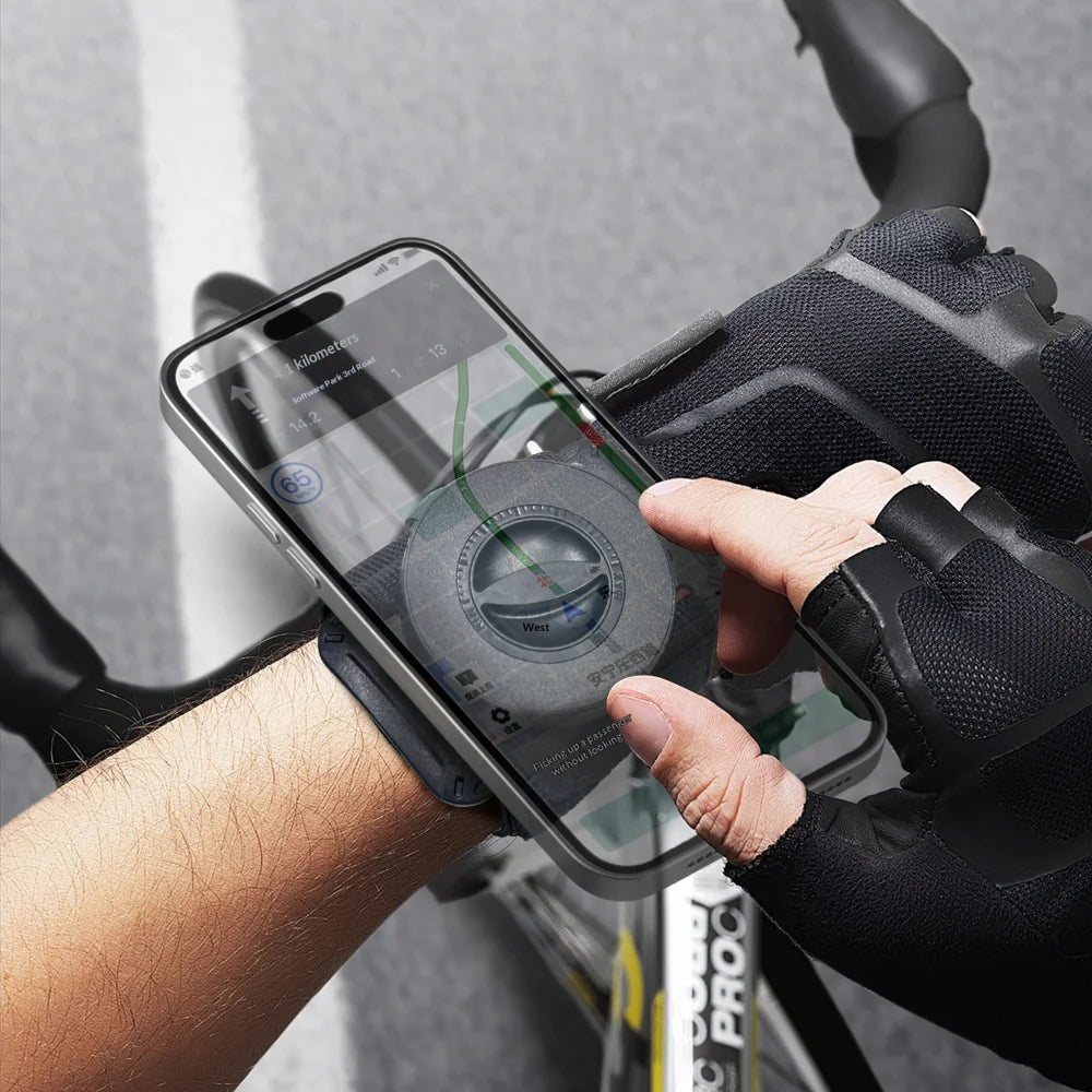 Magnetic Phone Holder Hands Free Sports Wrist Band Cellphone Stand for Outdoor Running Cycling - Wrist Style - 3