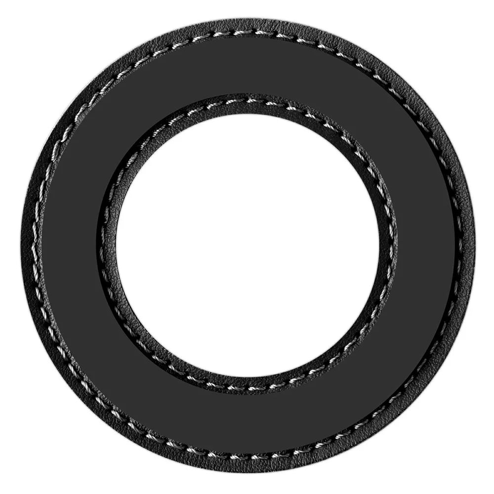 NILLKIN 2Pcs Magnetic Ring Vegan Leather Phone Holder Wall Mount Sticker Compatible with MagSafe Devices - Black - 2
