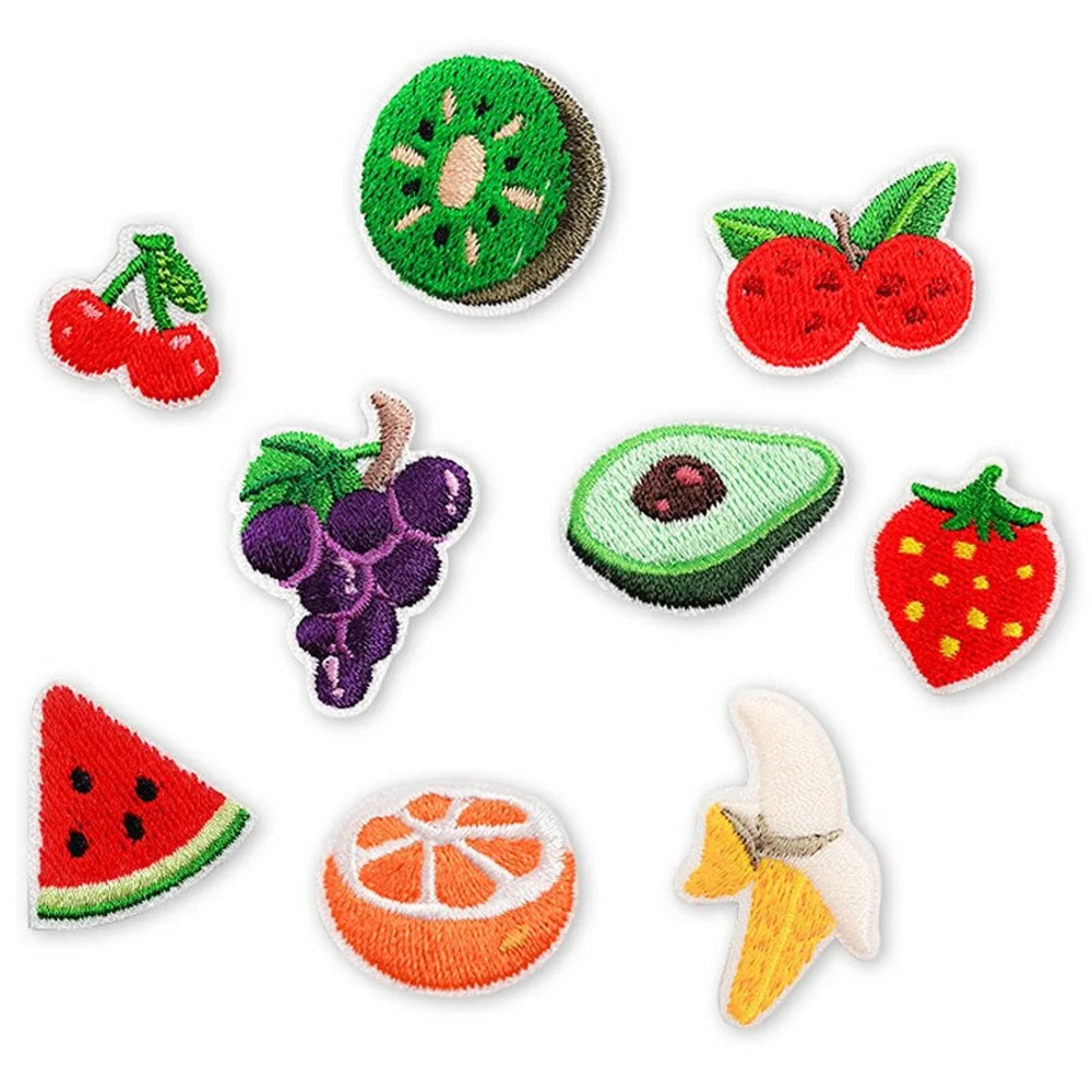 9Pcs Fruit Embroidered Patches Self-adhesive Cartoon Decorative Stickers for Phone Case Bag Shoes Jeans DIY Accessories - 1