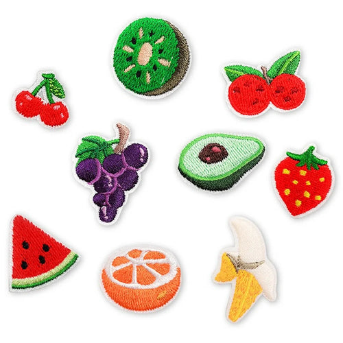 9Pcs Fruit Embroidered Patches Self-adhesive Cartoon Decorative Stickers for Phone Case Bag Shoes Jeans DIY Accessories - 1