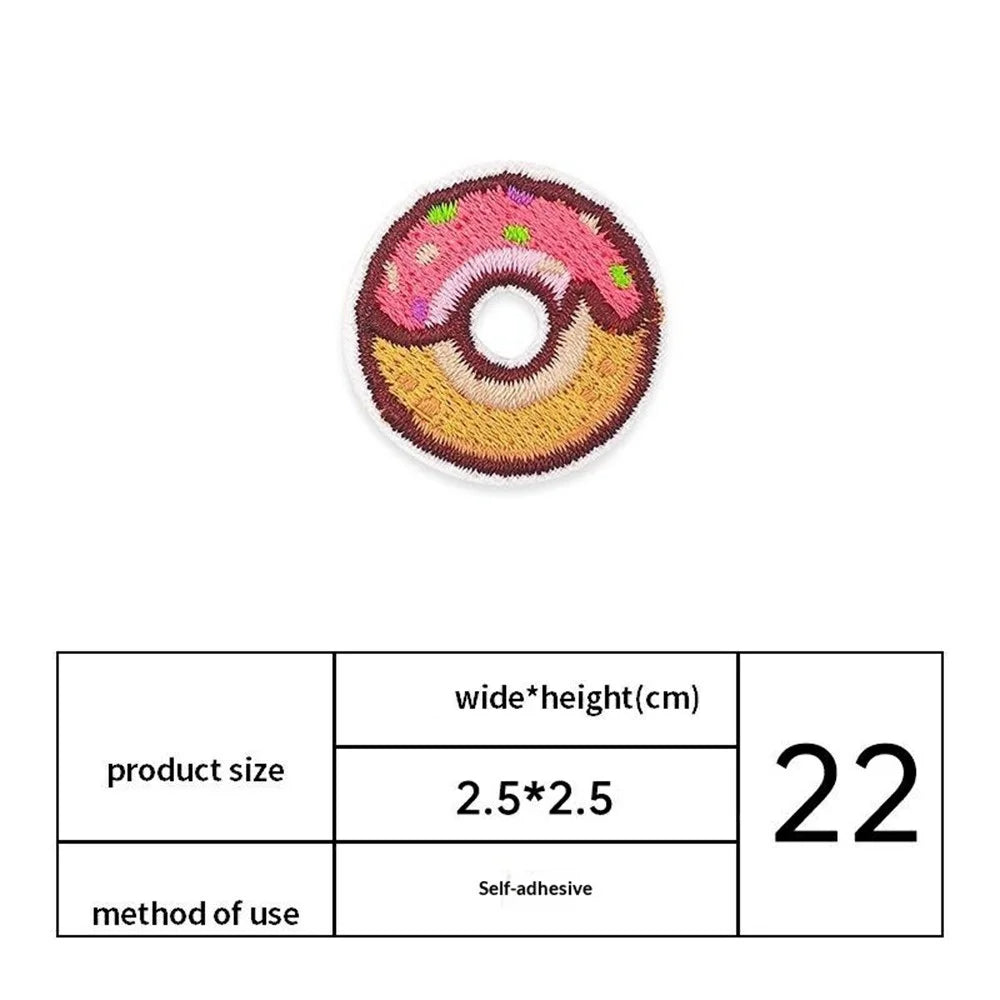 9Pcs Sweet Food Embroidered Patches Self-Adhesive Fabric Stickers Cake Donut for Clothing Bags DIY Accessories - 4