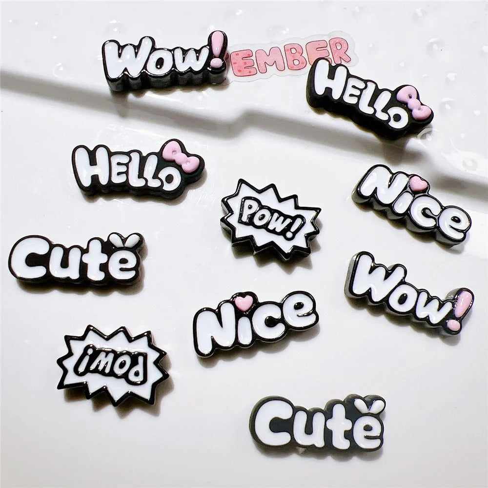 50Pcs DIY Resin Decorative Stickers Letter Word Charms for Phone Case Cup Hair Accessories (without Glue or Double-sided Tape) - Pow - 3