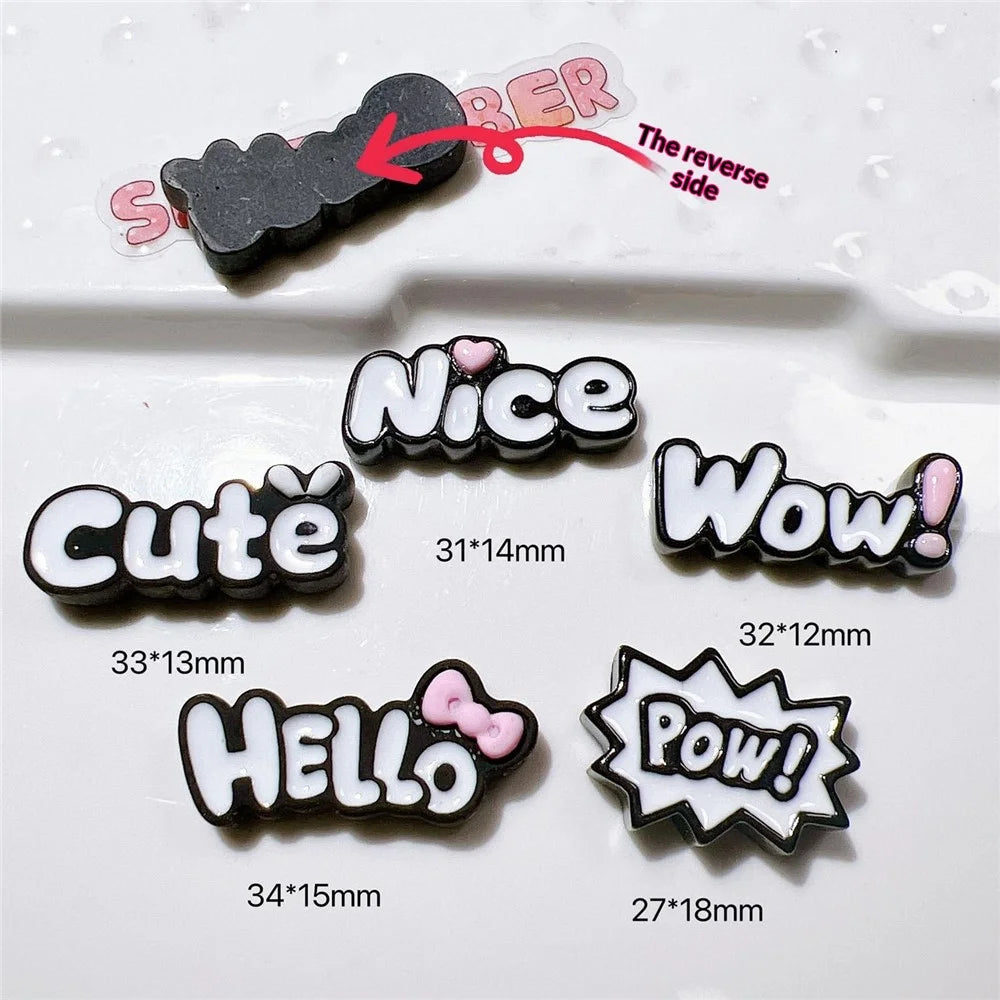 50Pcs DIY Resin Decorative Stickers Letter Word Charms for Phone Case Cup Hair Accessories (without Glue or Double-sided Tape) - Pow - 4